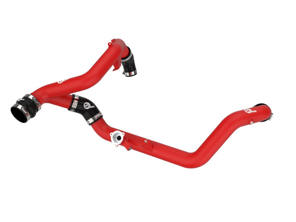 aFe Bladerunner 2-1/4 IN Aluminum Hot Charge Pipe Black 20-23 Ford Explorer/Explorer ST - Red - Bull Strap
