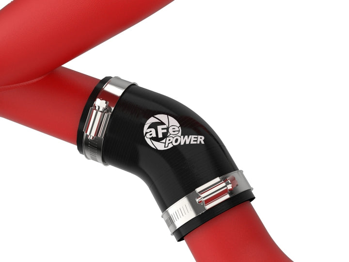 aFe Bladerunner 2-1/4 IN Aluminum Hot Charge Pipe Black 20-23 Ford Explorer/Explorer ST - Red - Bull Strap