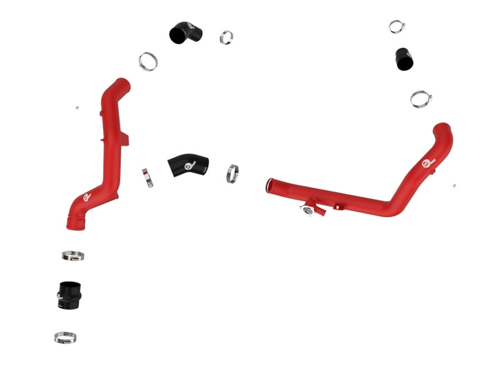 aFe Bladerunner 2-1/4 IN Aluminum Hot Charge Pipe Black 20-23 Ford Explorer/Explorer ST - Red - Bull Strap