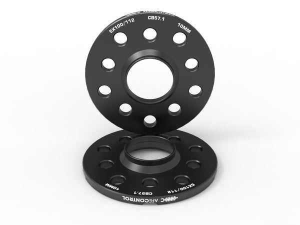 aFe CONTROL Billet Aluminum Wheel Spacers 5x100/112 CB57.1 10mm - Volkswagen/Audi - Bull Strap