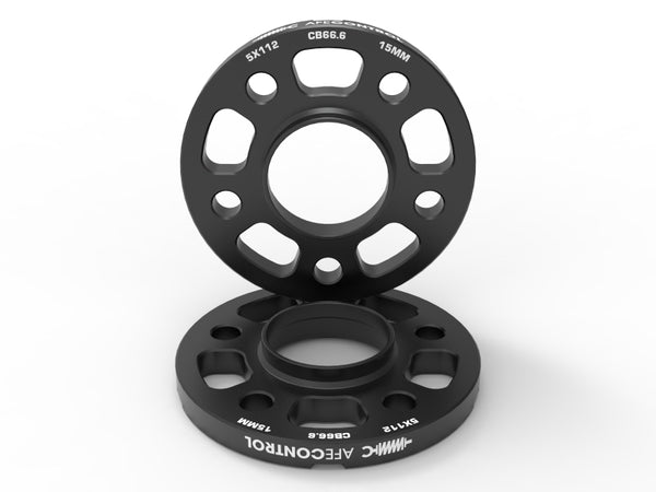 aFe CONTROL Billet Aluminum Wheel Spacers 5x112 CB66.6 15mm - Toyota GR Supra/BMW G-Series - Bull Strap