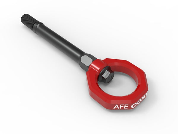 aFe CONTROL Front Tow Hook Red - Bull Strap