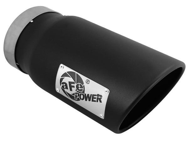aFe Diesel Exhaust Tip Bolt On Black 5in Inlet x 6in Outlet x 12in Long - Bull Strap