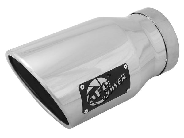 aFe Diesel Exhaust Tip Bolt On Black 5in Inlet x 7in Outlet x 12in - Right - Bull Strap