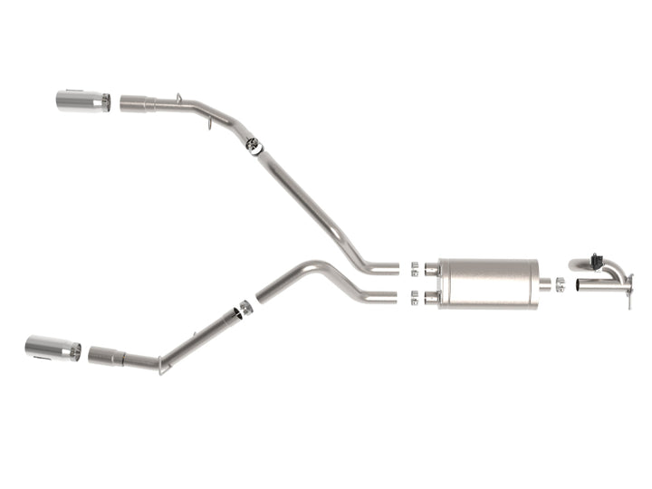 aFe Gemini XV 3in 304 SS Cat-Back Exhaust 19-21 Ram 1500 V8 5.7L Hemi w/ Polish Tips - Bull Strap