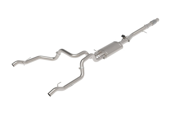 aFe Gemini XV 4in to Dual 3in 304 SS Cat-Back Exhaust w/ Cutout 19-21 GM Silverado/Sierra V8-6.2L - Bull Strap