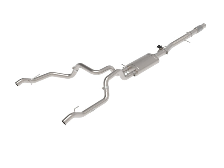 aFe Gemini XV 4in to Dual 3in 304 SS Cat-Back Exhaust w/ Cutout 19-21 GM Silverado/Sierra V8-6.2L - Bull Strap
