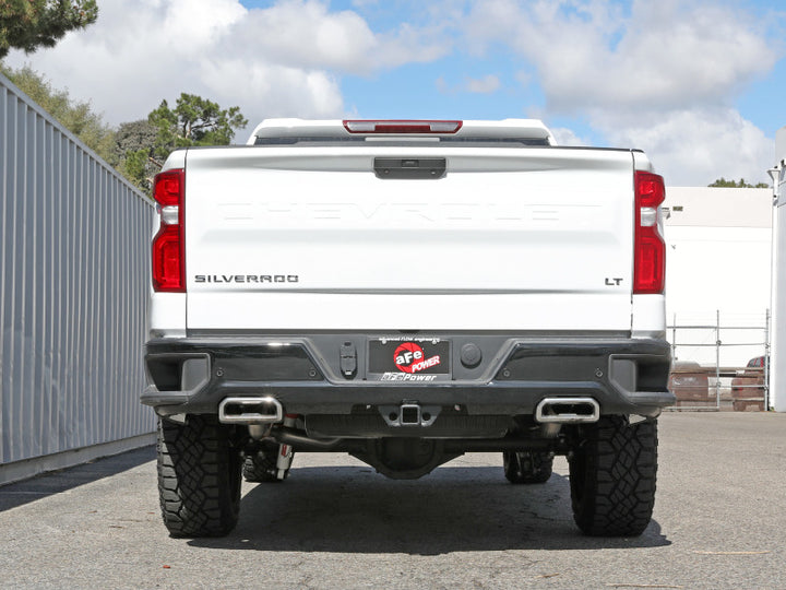 aFe Gemini XV 4in to Dual 3in 304 SS Cat-Back Exhaust w/ Cutout 19-21 GM Silverado/Sierra V8-6.2L - Bull Strap