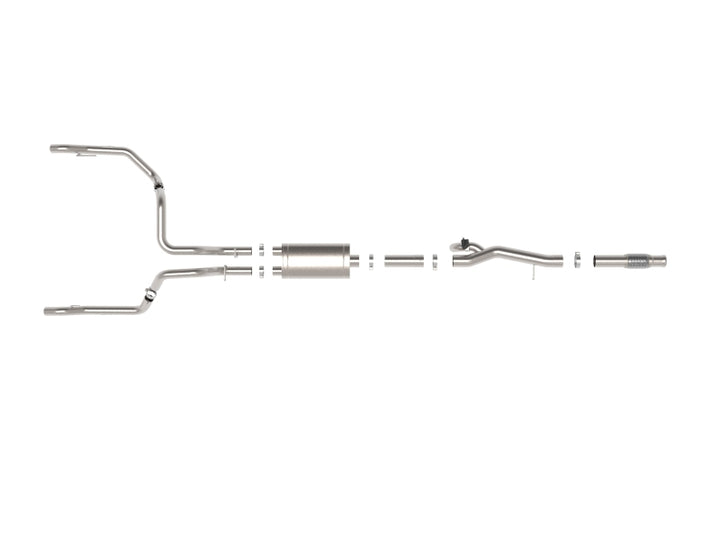aFe Gemini XV 4in to Dual 3in 304 SS Cat-Back Exhaust w/ Cutout 19-21 GM Silverado/Sierra V8-6.2L - Bull Strap