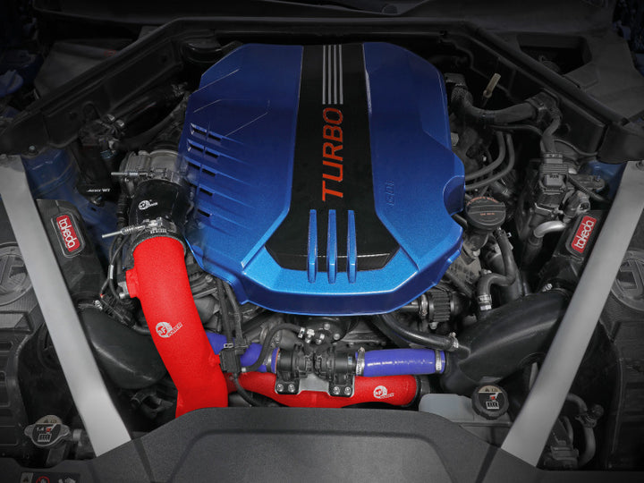 aFe Kia Stinger 18-22 V6-3.3L (tt) BladeRunner Cold Charge Pipe- Red - Bull Strap