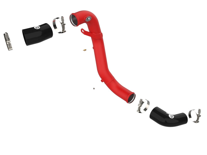 aFe Kia Stinger 18-22 V6-3.3L (tt) BladeRunner Cold Charge Pipe- Red - Bull Strap