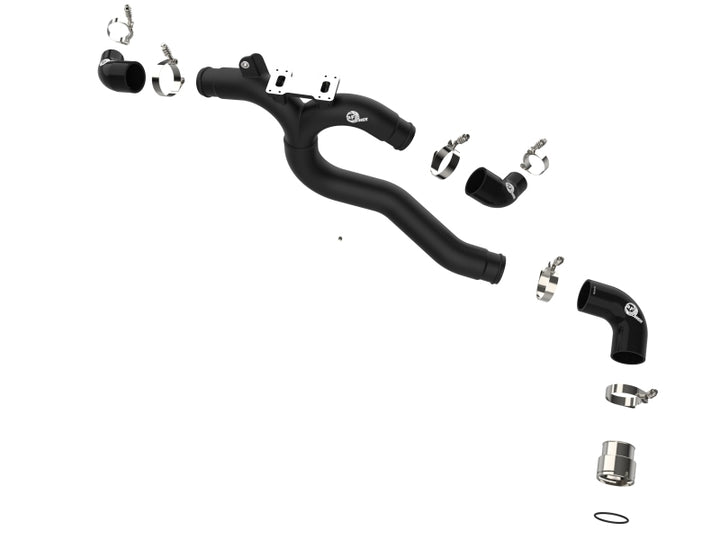 aFe Kia Stinger 18-22 V6-3.3L (tt) BladeRunner Hot Charge Pipe- Black - Bull Strap