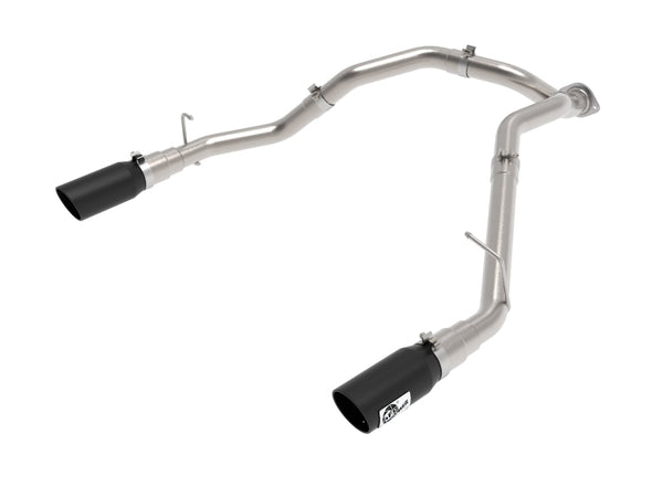 aFe Large Bore-HD 3 IN 409 Stainless Steel DPF-Back Exhaust System w/Black Tip RAM 1500 20-21 V6-3.0 - Bull Strap