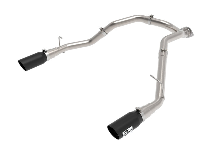aFe Large Bore-HD 3 IN 409 Stainless Steel DPF-Back Exhaust System w/Black Tip RAM 1500 20-21 V6-3.0 - Bull Strap