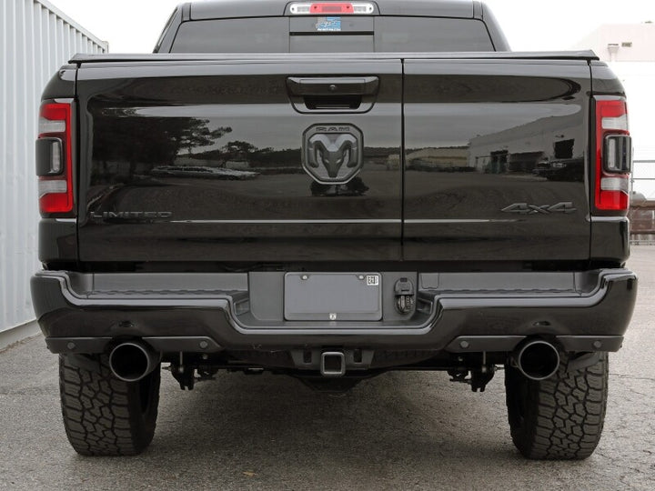 aFe Large Bore-HD 3 IN 409 Stainless Steel DPF-Back Exhaust System w/Black Tip RAM 1500 20-21 V6-3.0 - Bull Strap