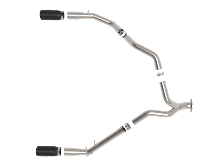 aFe Large Bore-HD 3 IN 409 Stainless Steel DPF-Back Exhaust System w/Black Tip RAM 1500 20-21 V6-3.0 - Bull Strap