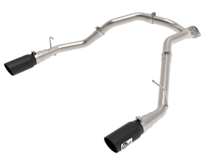 aFe Large Bore-HD 3 IN 409 Stainless Steel DPF-Back Exhaust System w/Black Tip RAM 1500 20-21 V6-3.0 - Bull Strap