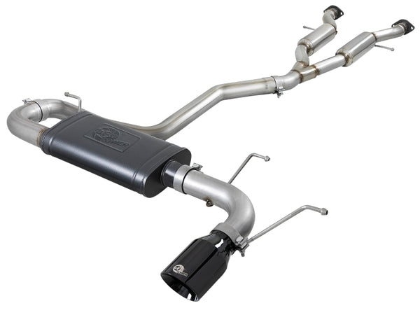 aFe Large Bore HD 3in 304 SS Cat-Back Exhaust w/ Black Tips 14-19 Jeep Grand Cherokee (WK2) V6-3.6L - Bull Strap