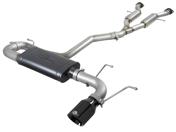 aFe Large Bore HD 3in 304 SS Cat-Back Exhaust w/ Black Tips 14-19 Jeep Grand Cherokee (WK2) V6-3.6L - Bull Strap