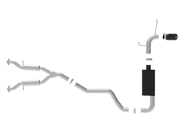 aFe Large Bore HD 3in 304 SS Cat-Back Exhaust w/ Black Tips 14-19 Jeep Grand Cherokee (WK2) V6-3.6L - Bull Strap