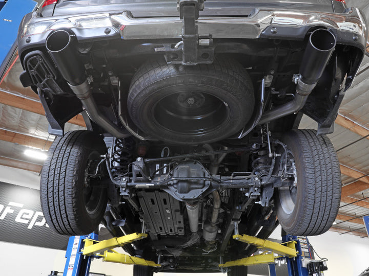 aFe Large Bore-HD 3in 409SS DPF-Back Exhaust System w/ Polished Tip RAM 1500 20-21 V6-3.0 - Bull Strap