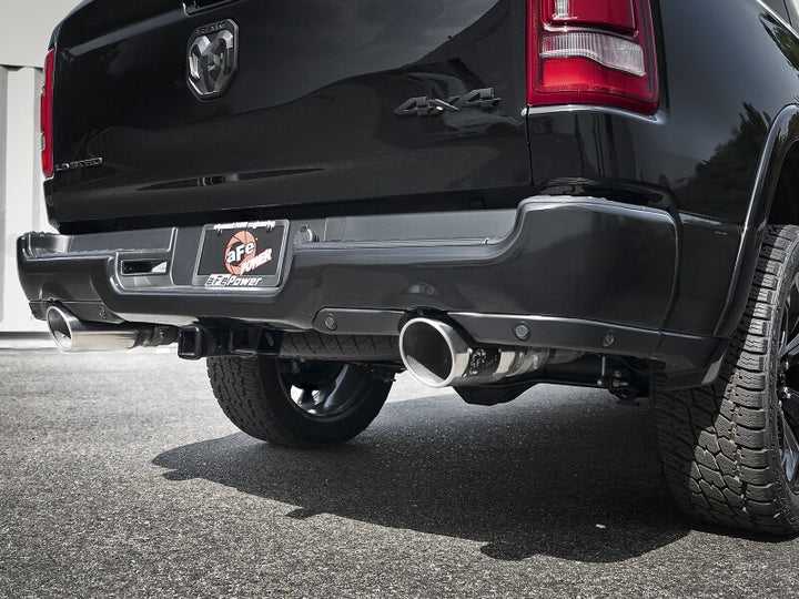 aFe Large Bore-HD 3in 409SS DPF-Back Exhaust System w/ Polished Tip RAM 1500 20-21 V6-3.0 - Bull Strap