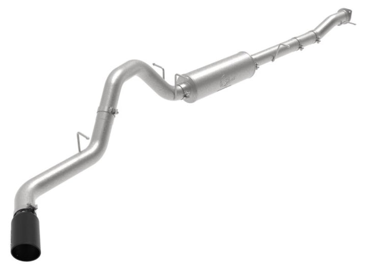 aFe Large Bore-HD 3in 409SS DPF-Back Exhaust System w/ Polished Tip RAM 1500 20-21 V6-3.0 - Bull Strap