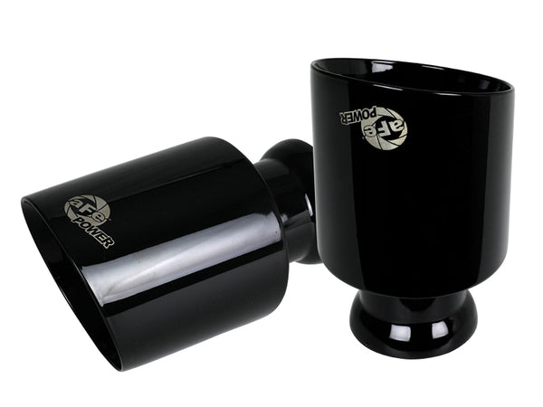 aFe MACH Force-XP 4-1/2in Black OE Replacement Exhaust Tips - 15-19 Dodge Charger/Hellcat - Bull Strap