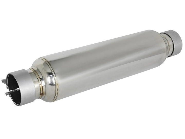 aFe MACH Force-Xp 304 Stainless Steel Resonator 2.5in Inlet/Outlet x 4in Dia x 15in Body x 19in L - Bull Strap