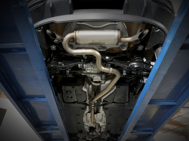 aFe MACH Force-Xp 3in - 2 1/2in SS Cat Back Exhaust System VW Tiguan 18-22 2.0 110in Wheelbase (AWD) - Bull Strap