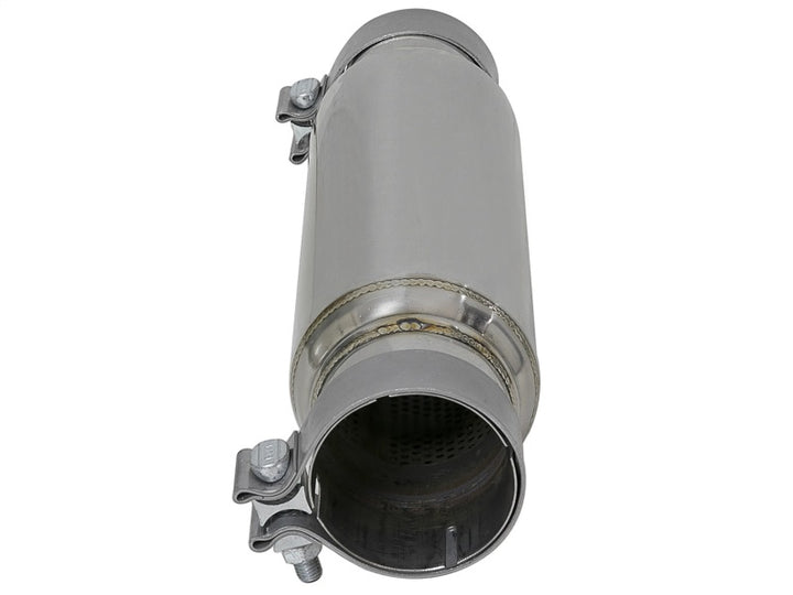 aFe MACH Force-Xp 409 SS Resonator 3in. Inlet/Outlet / 4in. Diameter / 12in. Body / 16in. Length - Bull Strap