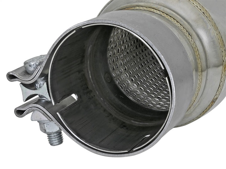 aFe MACH Force-Xp 409 SS Resonator 3in. Inlet/Outlet / 4in. Diameter / 12in. Body / 16in. Length - Bull Strap