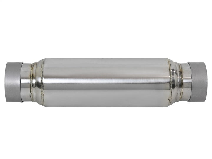 aFe MACH Force-Xp 409 SS Resonator 3in. Inlet/Outlet / 4in. Diameter / 12in. Body / 16in. Length - Bull Strap