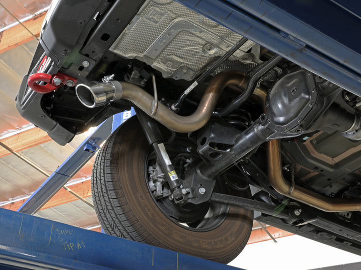 aFe MACH Force-Xp Axle-Back Exhaust System w/Polished Tip 18-20 Jeep Wrangler L4-2.0T / V6-3.6L - Bull Strap