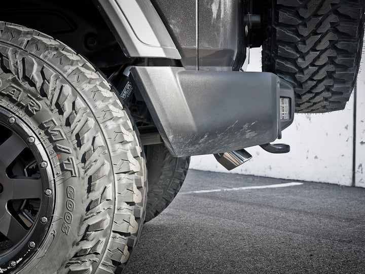 aFe MACH Force-Xp Axle-Back Exhaust System w/Polished Tip 18-20 Jeep Wrangler L4-2.0T / V6-3.6L - Bull Strap