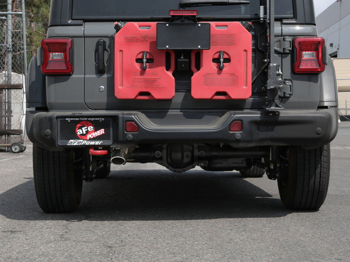 aFe MACH Force-Xp Axle-Back Exhaust System w/Polished Tip 18-20 Jeep Wrangler L4-2.0T / V6-3.6L - Bull Strap