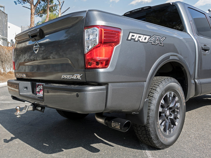 aFe MACHForce XP 2.5in Cat-Back Exhaust System w/ Black Tip Nissan Frontier 17-19 V8-5.6L - Bull Strap