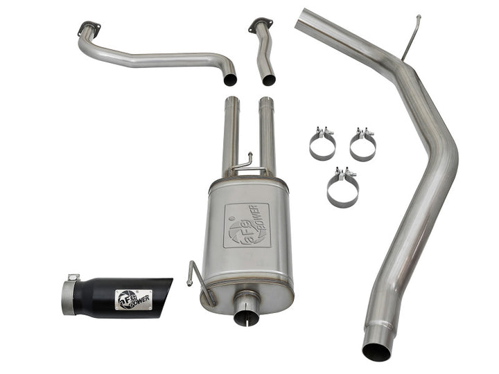 aFe MACHForce XP 2.5in Cat-Back Exhaust System w/ Black Tip Nissan Frontier 17-19 V8-5.6L - Bull Strap