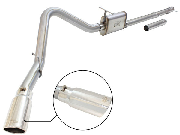 aFe MACHForce XP Exhaust 3in-3.5in SS Single Side Ext CB w/ Polish Tip 99-04 Ford F-250 V8 5.4L/6.8L - Bull Strap