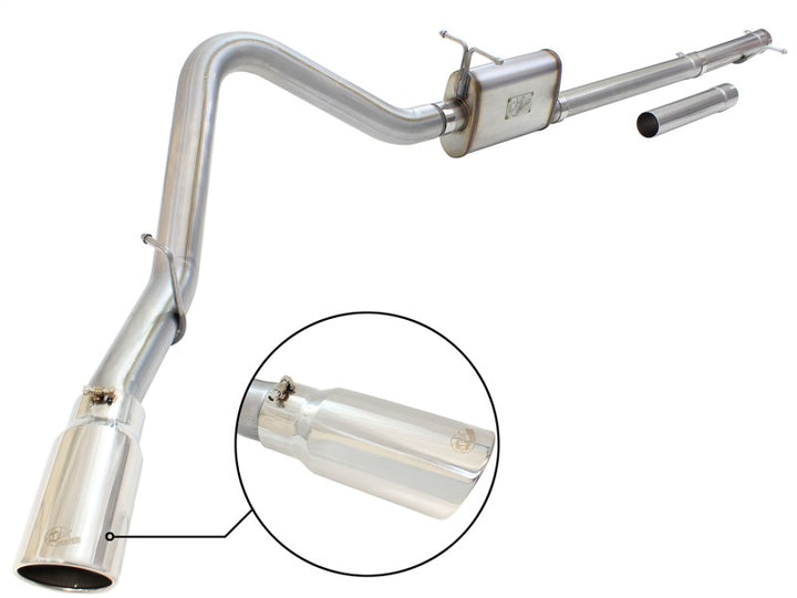 aFe MACHForce XP Exhaust 3in-3.5in SS Single Side Ext CB w/ Polish Tip 99-04 Ford F-250 V8 5.4L/6.8L - Bull Strap