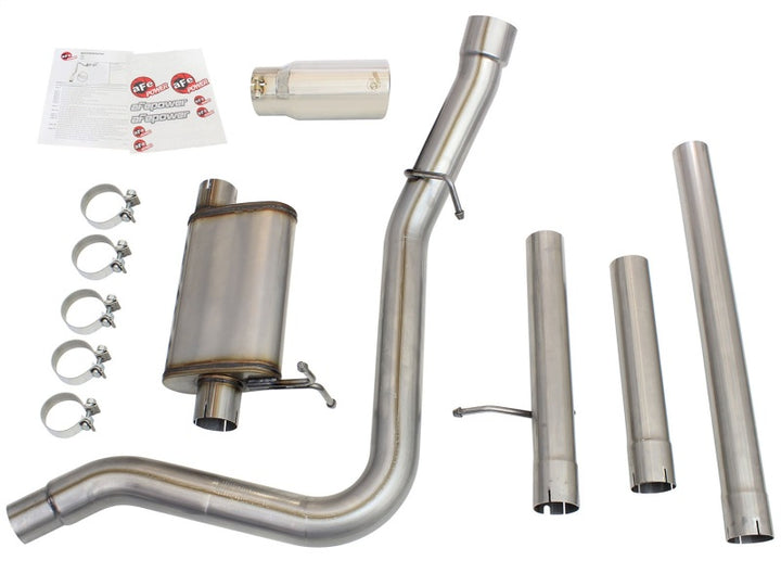 aFe MACHForce XP Exhaust 3in-3.5in SS Single Side Ext CB w/ Polish Tip 99-04 Ford F-250 V8 5.4L/6.8L - Bull Strap