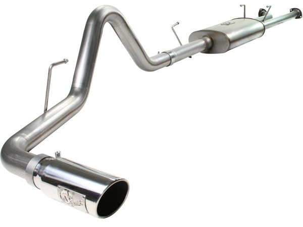 aFe MACHForce XP Exhaust Cat-Back SS-409 07-09 Toyota Tundra V8-5.7L w/ Polished Tip - Bull Strap