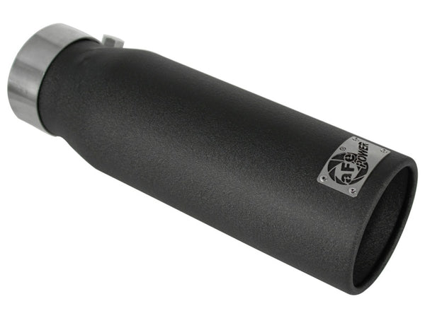 aFe MACHForce XP Exhausts Tips SS-304 EXH Tip 3in x 4Out x 12L Bolt-On (blk) - Bull Strap