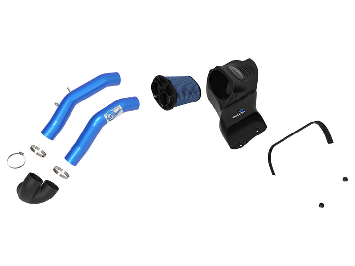 aFe Momentum XP Cold Air Intake System w/ Pro 5R Media Blue 15-19 Ford F-150 V8-5.0L - Bull Strap