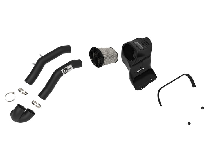 aFe Momentum XP Pro DRY S Cold Air Intake System w/ Black Aluminum Intake Tubes - Bull Strap
