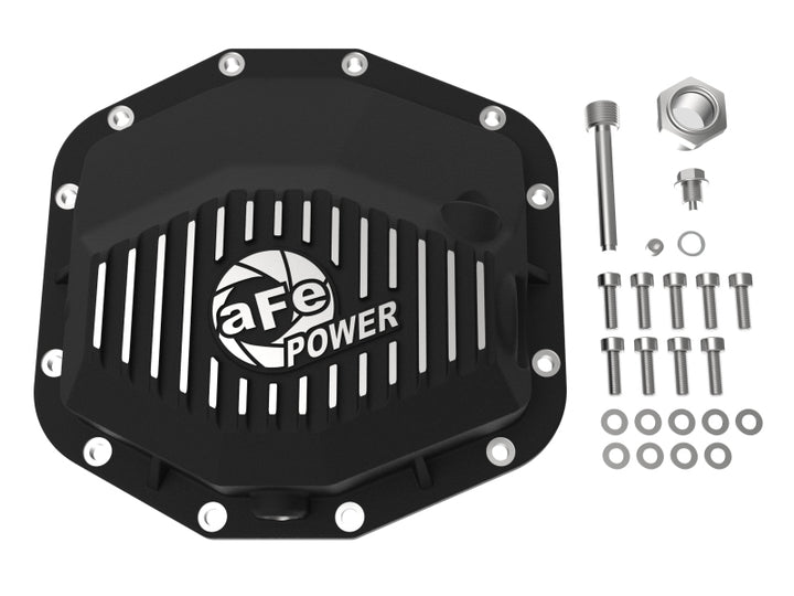 aFe POWER 21-22 Ram 1500 TRX Hemi V8 6.2L (sc) PRO Series Rear Differential Cover Black w/ Machined - Bull Strap