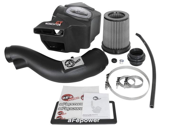 aFe POWER Momentum GT Pro DRY S Cold Air Intake System 16-17 Jeep Grand Cherokee V6-3.6L - Bull Strap