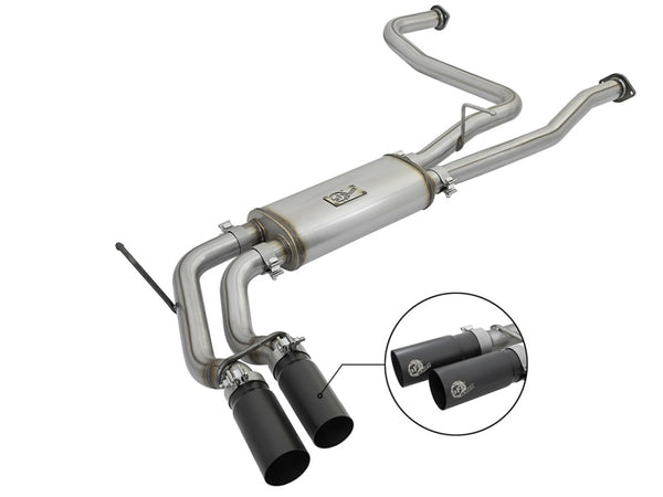 aFe POWER Rebel Series 2-1/2in 409 SS Cat Back Exhaust w/ Black Tips 16-17 Nissan Titan V8 5.6L - Bull Strap