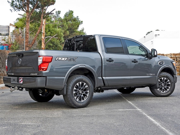 aFe POWER Rebel Series 2-1/2in 409 SS Cat Back Exhaust w/ Black Tips 16-17 Nissan Titan V8 5.6L - Bull Strap