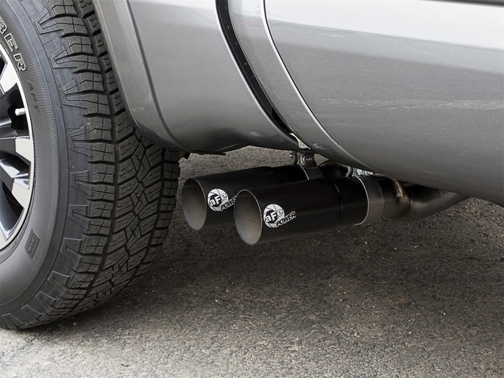 aFe POWER Rebel Series 2-1/2in 409 SS Cat Back Exhaust w/ Black Tips 16-17 Nissan Titan V8 5.6L - Bull Strap
